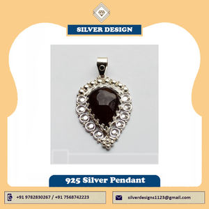 Colgante de piedras preciosas de ónix negro Natural, Plata de Ley 925, hecho a mano, piedra de ónix negro, pera, Plata sólida, declaración - Product Image 4