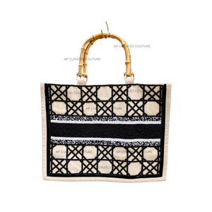 Custom Beaded Cross Zig Zag Pattern Canvas Tote Bag Stunning <b>Black</b> Shopping Tote for Daily Use and Parties Can Be Custom Named - Product Image 1