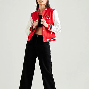 Chaqueta Universitaria de Invierno Personalizada para Mujer, con Mangas de Piel de Oveja, Diseño Estampado, Tela de Algodón Transpirable - Product Image 6