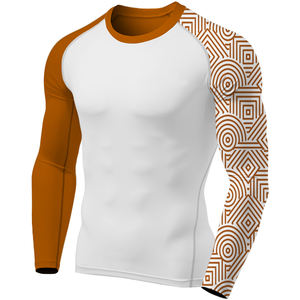 Camiseta de gimnasio de compresión para hombre, Camiseta ajustada de manga larga con estampado de logotipo personalizado para culturismo muscular, camisetas deportivas para gimnasio - Product Image 4