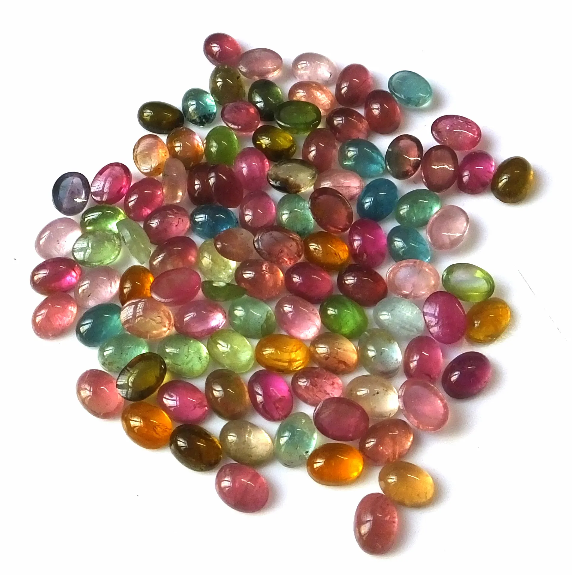 Natural tourmaline cabochon 7X5 mm oval shape untreated multi color wholesale loose gemstone making jewelry