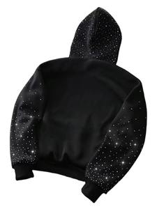 Sweat à capuche en polaire orné de cristaux unisexe Pull d'hiver Art en strass Streetwear Vente en gros Mode 100% coton - Product Image 2