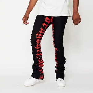 Pantalones de alta calidad con logotipo personalizado de color sólido para hombre, pantalones y pantalones de talla grande para hombre, pantalones de chándal apilados, pantalones para hombre - Product Image 4