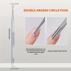 Removedor de cutículas y empujador de piel muerta multifuncional de acero inoxidable, herramienta portátil para el cuidado de las uñas, para manicura y pedicura - Product Image 6