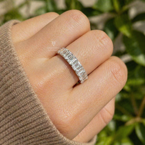 14K Gold Lab Grown Diamond Eternity <b>Ring</b> <b>Emerald</b> Cut Full Eternity Wedding Band D Color VVS Clarity Custom Fine Jewelry Supply - Product Image 4