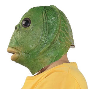 Máscara de Pez Verde Divertida para Cosplay, Máscara Facial de Plástico y Látex para Fiestas de Disfraces, Halloween y Festividades - Product Image 2