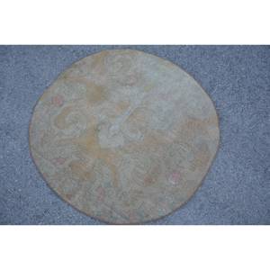 Alfombra turca Vintage Beige clásica 3,5X3,5 pies Diseño de retazos hecho a mano Lana Viscosa Rectangular Pasillo para vivir 4m Látex - Product Image 2