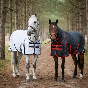 Tapis de cheval équestre professionnel Tapis de cheval à cou complet Couverture d'équitation Chaud par temps froid Coupe-vent avec protection du cou - Product Image 2