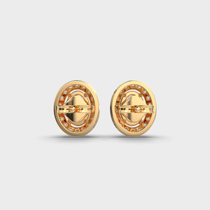 Pendientes clásicos de oro amarillo de 10K para todos los días elegante corte ovalado Moissanite Diamond Halo para damas de honor regalo para mujeres - Product Image 6
