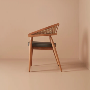Contemporary <b>Teak</b> Wood Eco-Friendly Armchair with Curved Backrest for Apartment and Dining Areas - Product Image 3
