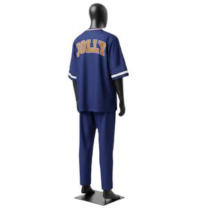 Ensemble de pantalon et maillot en mesh respirant de qualité supérieure pour homme, 190 GSM, bleu marine et orange, uniforme sportif, logo imprimé à chaud, maillot et pantalon en mesh pour homme - Product Image 5