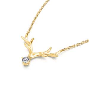 สร้อยคอเงินแท้ประดับเซอร์คอนทรงกลมรูปเขากวางเจลิยา - Product Image 3