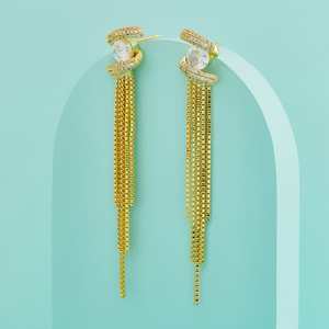 Floral Tassel Drop Earrings for Party Made of Zinc Alloy 192680 - Product Image 1