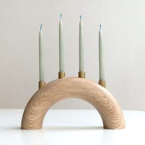 Minimalist Pine Wood Electric Candelabra 7 Branch LED Lighted Christmas <b>Candle</b> <b>Bridge</b> Holiday Window Tabletop Home Decor New Art - Product Image 4
