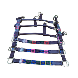 Harnais de cheval en cuir de buffle indien bleu marine de qualité supérieure, cousu à la main, avec ferrures en laiton massif - Product Image 2