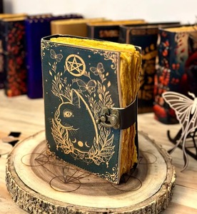 Grimoire วารสารหนังพิมพ์ลายเซลติกแมวสมุดบันทึกการสะกดหนังสือว่างเปล่าของเงาของขวัญหนังสำหรับเขาสมุดบันทึกสมุดบันทึก - Product Image 5