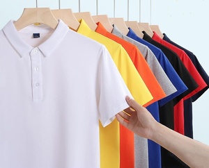 เสื้อยืดผู้ชายแขนสั้นสำหรับ2025คอปกตั้ง100% กอล์ฟผ้าคอตตอนไม่ยับไม่ยับ - Product Image 1