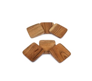 Ensemble de sous-verres carrés en bois de noyer faits à la main, style classique, écologiques, sous-verres rustiques pour boissons, épaisseur de 5 mm, logo de couleur personnalisé - Product Image 4