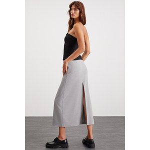 Jupe longue en tissu tissé pour femme ETHIQUET ISLA, avec fente profonde au dos, taille normale - Product Image 5