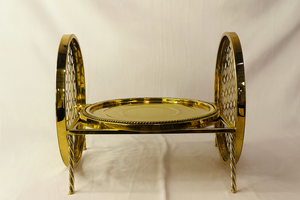 แท่นวางเค้กชั้นเดียวสุดหรูอุปกรณ์ตกแต่งโต๊ะแต่งงานชุบทอง - Product Image 2