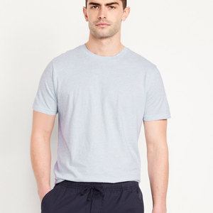 T-shirt New Balance pour homme en coton Performance à col rond, couleur rose clair, avec étiquette privée, couleur unie, coupe classique - Product Image 3