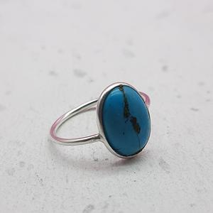 Bague délicate en argent sterling 925, lunette tibétaine en pierre précieuse turquoise, cadeau de fête de mariage artisanal pour son cadeau de noël - Product Image 4
