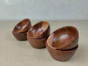 <b>Set</b> of <b>Wooden</b> Small Bowls Made of Sheesham Wood for Foodstuff Herbs Spices Nibbles Multi Purpose Bowls <b>Set</b> of 6 Round Wood Bowl - Product Image 3