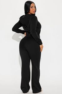 Conjunto Deportivo Informal Elegante para Mujer, Lavado Ácido Sólido, 100% Algodón, Secado Rápido, Transpirable, con Forro Polar, Conjunto de Salón a Juego - Product Image 3