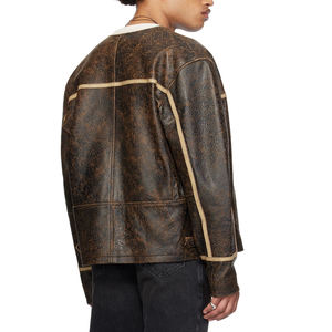 Veste en cuir pour hommes en vente chaude Biker Distressed Faux cuir de qualité supérieure Vestes pour hommes de taille plus - Product Image 3