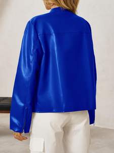 Chaqueta de Cuero Vintage Elegante para Hombre y Mujer con Capucha de Piel Sintética, Forro de Algodón Transpirable y Resistente al Viento - Product Image 2