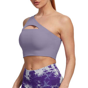 บราสำหรับผู้หญิงยกทรงระบายอากาศได้ดีซับเหงื่อไร้รอยต่อเปิดไหล่ข้างเดียวสปอร์ตบราแฟชั่นทำจากผ้าฝ้ายโพลีเอสเตอร์ - Product Image 3