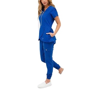 Último elegante cuello en V Scrubs Hospital médico mujeres gran oferta antiarrugas lavable suave tela enfermera Scrubs Hospital mujeres - Product Image 1