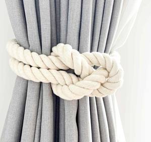 Attache de rideau en coton à nœud corail, attache de rideau côtier, attache de rideau bohème, attache de rideau chic, attache de rideau en coton - Product Image 1