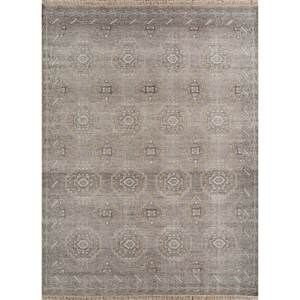 Alfombra de Lana Anudada a Mano Savana Gris y Negra AKWL-1281 con Patrón Geométrico y Abstracto para el Hogar, Pasillo y Sala de Estar, Rectangular - Product Image 1