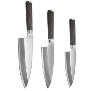 Vente en gros de commandes en vrac personnalisées, service OEM ODM, couteau de cuisine moderne ambidextre fait main en acier damas à lame tranchante fixe - Product Image 3