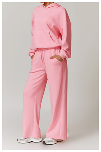 Ensemble survêtement 2 pièces de haute qualité avec logo personnalisé, épaules tombantes, prix de gros bon marché, vêtements de jogging d'entraînement, survêtements pour femmes - Product Image 2