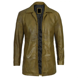 Luxury Genuine <b>Leather</b> Long Coats for <b>Men</b> Handmade Black Winter Outerwear Slim Fit Classic Eco-Friendly Breathable Trench <b>Jacket</b> - Product Image 4