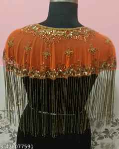 ชุดเดรสแขนยาวปักเลื่อมประดับลูกปัดชุดเดคโคพร้อมผ้าคลุมไหล่สำหรับออกงาน - Product Image 3