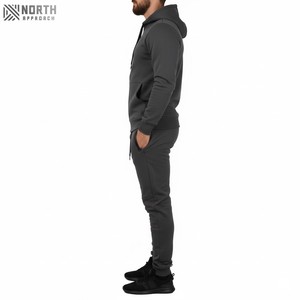 Transpirable invierno personalizado profesional de alta calidad al por mayor hombres chándal capucha chándal cremallera Sudadera con capucha pantalón 2 Set 100% - Product Image 6