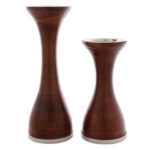 Metal and Wood <b>Candle</b> Holder <b>Set</b> of 2 Perfect for Home Dining Table Indoor Outdoor and Event Decor Stylish Accent - Product Image 1