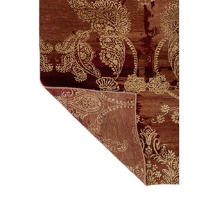 Alfombras de Lana Hechas a Mano en Color Rojo Aurora, Estilo Kilim, 9x12, con Medallón Abstracto Rectangular, Patrones para Pasillo, para Uso en el Hogar, para Entrada - Product Image 5