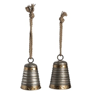 Campana de Navidad grabada antigua de alta calidad, accesorios de campana de Metal festivo con tela colgante, muñeco de nieve, decoración del hogar - Product Image 6
