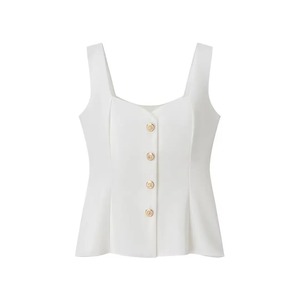 เสื้อกล้ามเกาะอกจับจีบสีทึบเปิดไหล่ข้างเดียวแนวเซ็กซี่ใส่ได้หลายโอกาสเรียบง่ายใหม่สำหรับผู้หญิงฤดูร้อน - Product Image 6