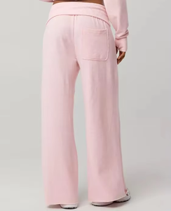 Pantalon large rose pour homme, taille haute élastique, décontracté, tricoté, respirant, léger, évasé, pour l'été - Product Image 2