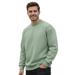 Sweat-shirt en polyester/coton tricoté à col rond pour homme, doublure en polaire douce, pull décontracté chaud pour l'hiver, manches longues - Product Image 2