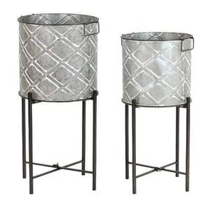 Maceta galvanizada decorativa Maceta de metal levantada de granja grande para interiores y exteriores para exportación y venta al por mayor - Product Image 1