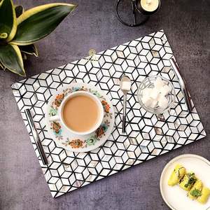 Meilleure qualité fait à la main vadrouille os incrustation résine acrylique 12x9 pouces ovale lave-vaisselle Deluxe plateau de service décoratif de service - Product Image 4