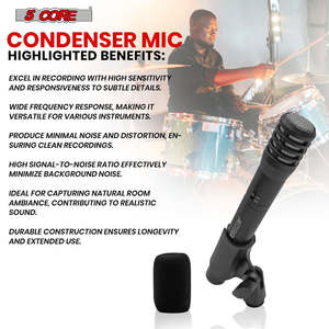 5Core Instrument <b>Microphone</b> Professional XLR Cardioid Pencil Stick <b>Condenser</b> Mic - Product Image 6