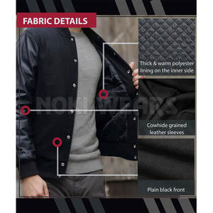 OEM Service Customized Design Letterman Jacket <b>Stand</b> Collar Front Waterproof Eco-Friendly Wool/Leather Jacket for Men-Best Price - Product Image 4