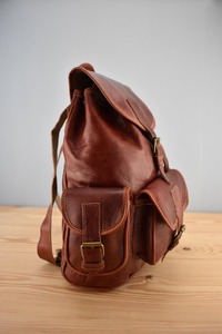 CLC Unisex Cognac Echt leder Rucksack <span class=keywords><strong>3</strong></span> Taschen Anpassbares Logo Vintage Mode Reisetasche Travel Candy Pattern <span class=keywords><strong>Hook</strong></span> <span class=keywords><strong>Loop</strong></span> - Product Image 5